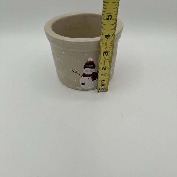 Vtg RRP USA Roseville Ohio POTTERY 1-Pint Snow Man Stoneware Crock Holiday Crock - Picture 6 of 8